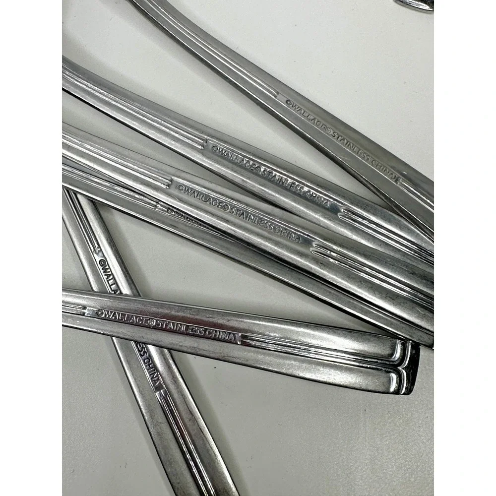 Wallace WAS244 Center Line Satin & Glossy Stainless Flatware Lot 44 Pieces